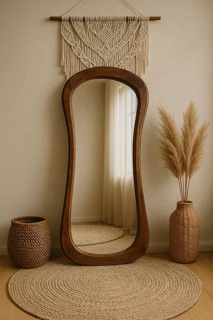 Aria Abstract Wooden Mirror
